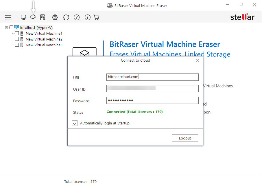 Die Anwendung mit der BitRaser Cloud verbinden